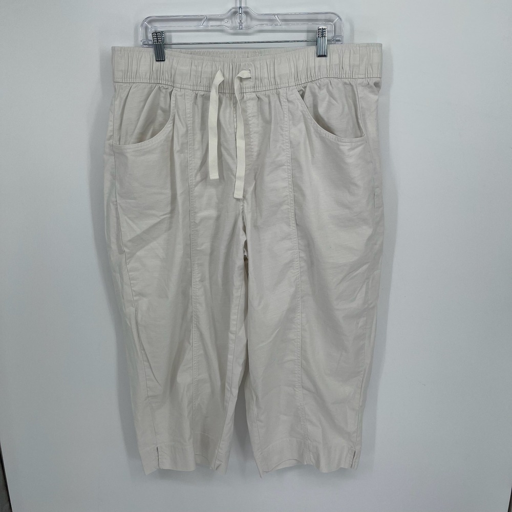Lane Bryant Women's White Elastic Waist Drawstring Capri Pants Plus Size 18-20